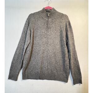 Rochas Paris Sweater Men's Size XL Gray Mock Neck Half Zip